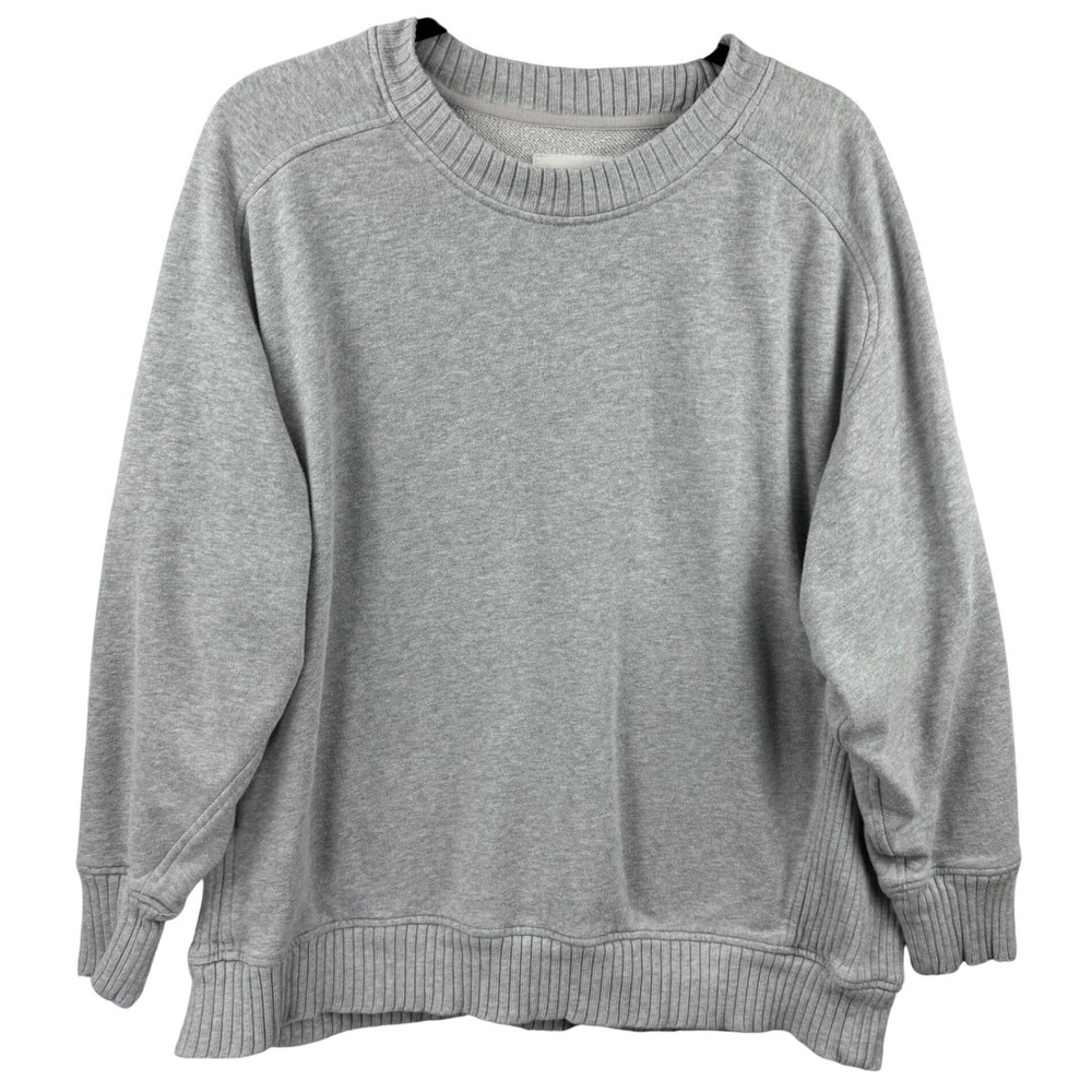 Aerie Sweatshirt Womens Medium Gray Raglan Sleeve Ribbed Trim Oversized Pullover - Picture 2 of 13